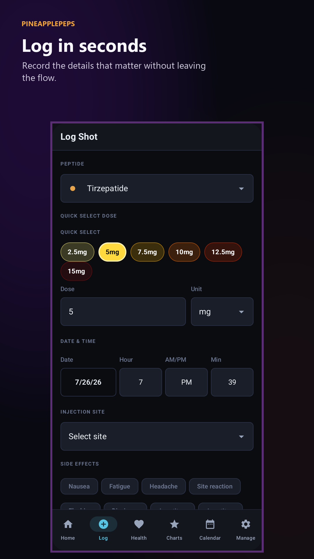 PineapplePeps injection logging screen